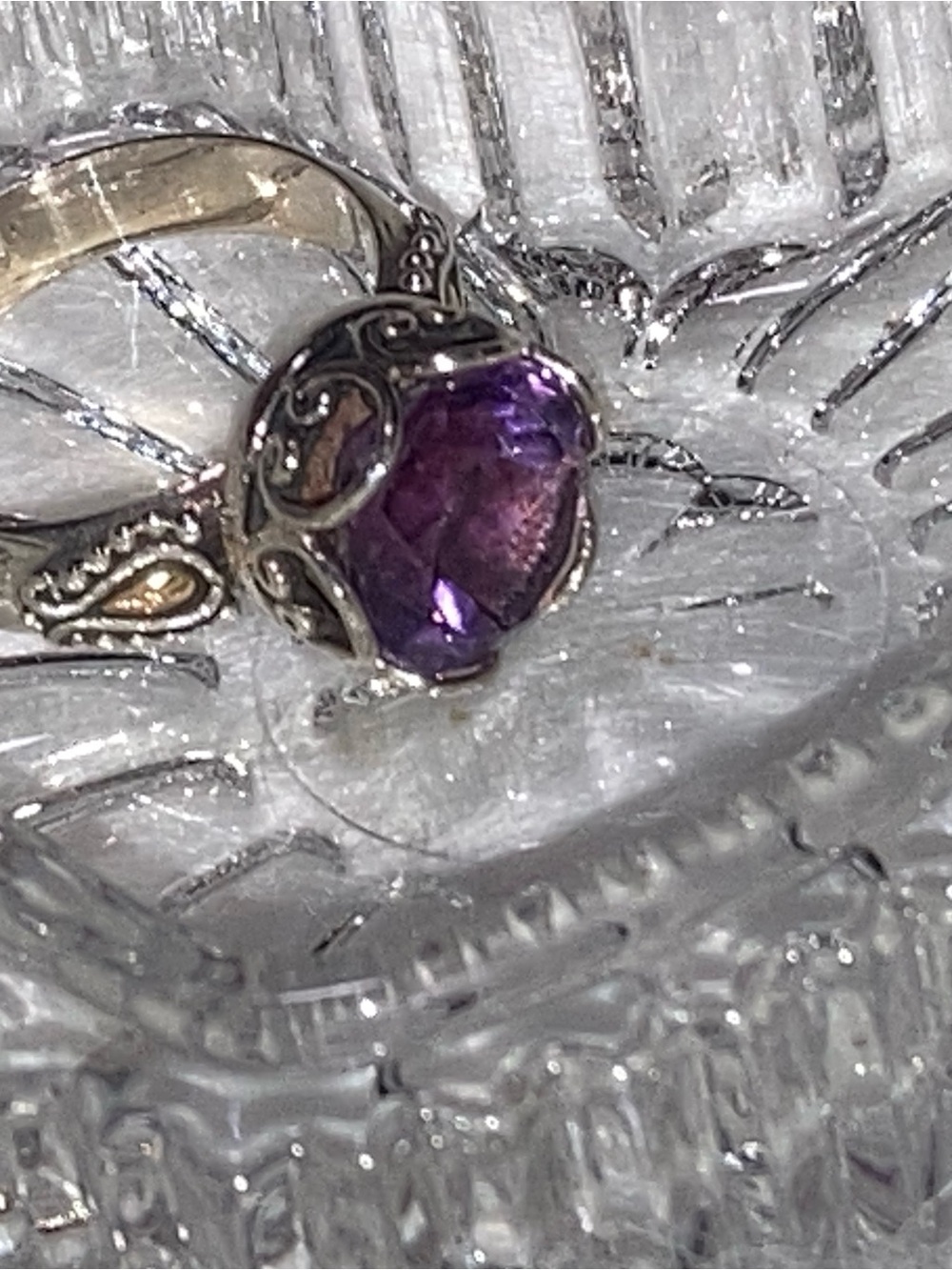 Sterling Silver Ring with Purple Amethyst Gemstone
